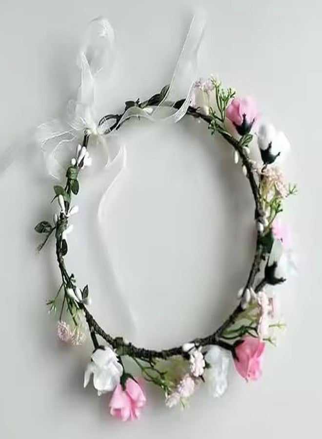 QUILBOOL Floral Crown Tiara for Girls & Women - Multicolor Handmade Flower Headband for Weddings, Birthdays, Festivals, Cosplay & Boho Parties - Pack of 1 (Multi-Design) - Image 1